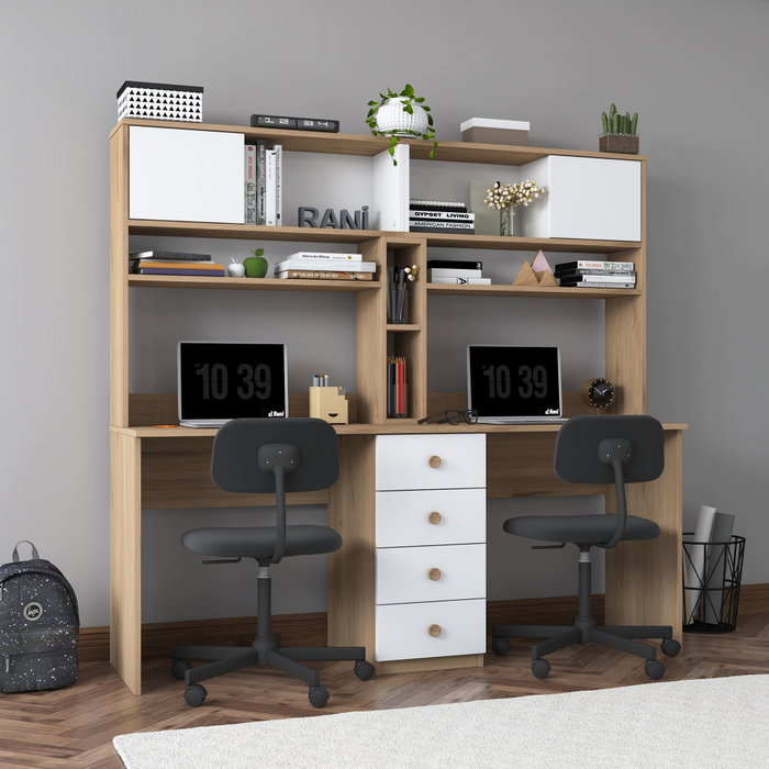 Hanah Home Escritorio de Estudio HA130 - 4017 Nogal y Blanco